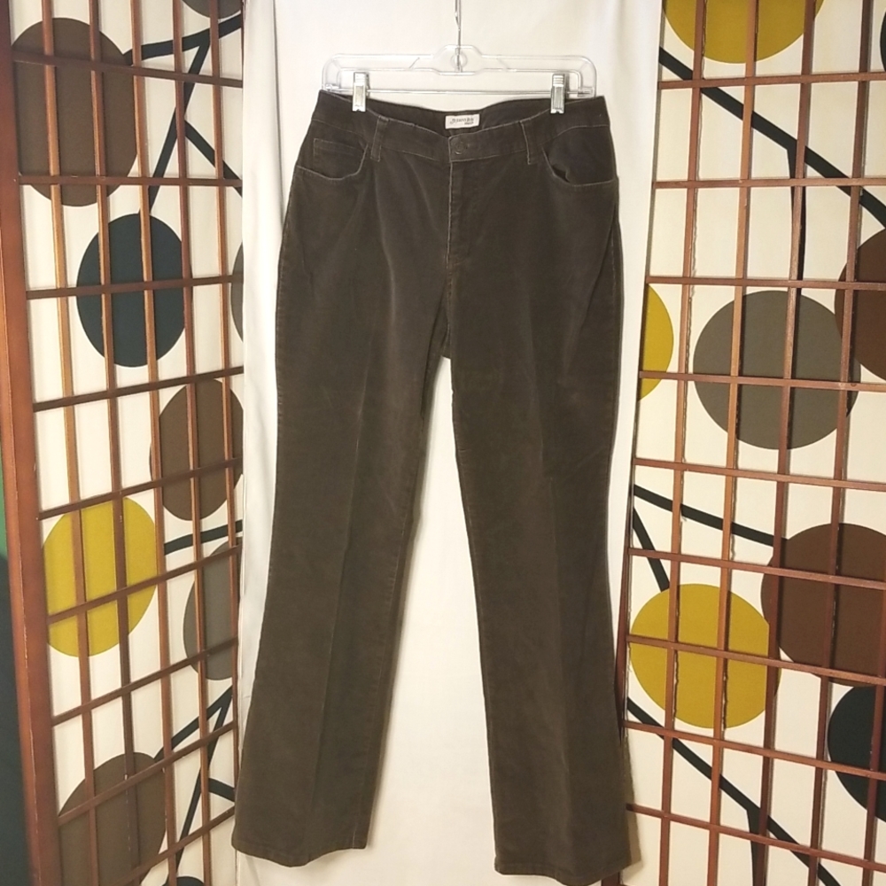 Brown stretch corduroy bootcut jeans by St John's Bay stretch size 10